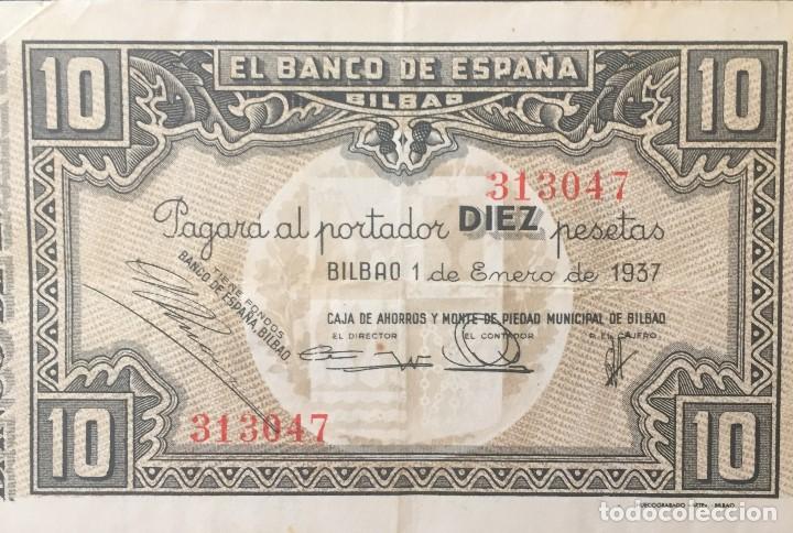 Billetes espa&ntilde;oles: 10 PTS 1 ENE 1937  MBC - Foto 1