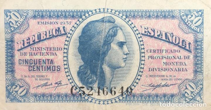 Billetes espa&ntilde;oles: 50 CTS 1937 SERIE C BC - Foto 1