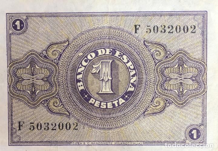 Billetes espa&ntilde;oles: 1 PTA 30 ABR 1938 MBC+ - Foto 2