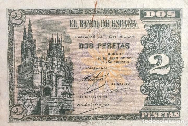 Billetes espa&ntilde;oles: 2 PTS 30 ABR 1938 BC - Foto 1
