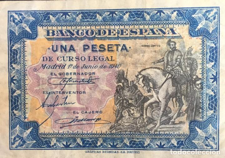 Billetes espa&ntilde;oles: 1 PTA 1 JUN 1940 MBC - Foto 1