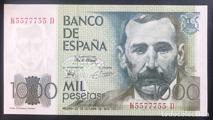 Billetes espa&ntilde;oles: CMC 1000 PESETAS 23 OCTUBRE 1979 BENITO PEREZ GALDOS SERIE K&mdash;D CAPICUA SC