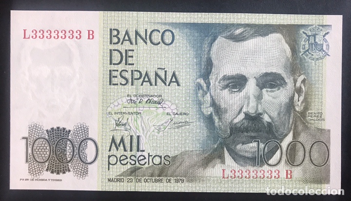 Billetes espa&ntilde;oles: CMC 1000 PESETAS 23 OCTUBRE 1979 BENITO PEREZ GALDOS SERIE L&mdash;B CAPICUA SC