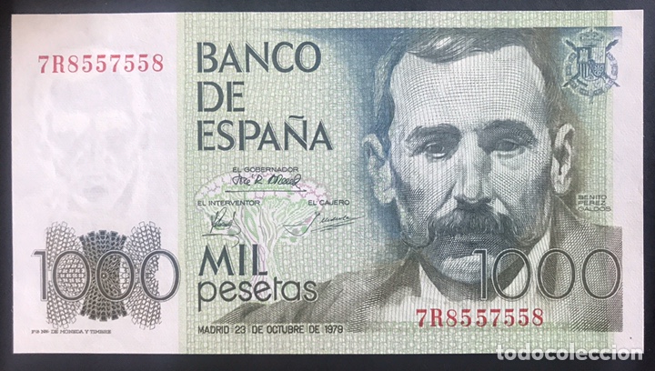 Billetes espa&ntilde;oles: CMC 1000 PESETAS 23 OCTUBRE 1979 BENITO PEREZ GALDOS SERIE 7R CAPICUA SC