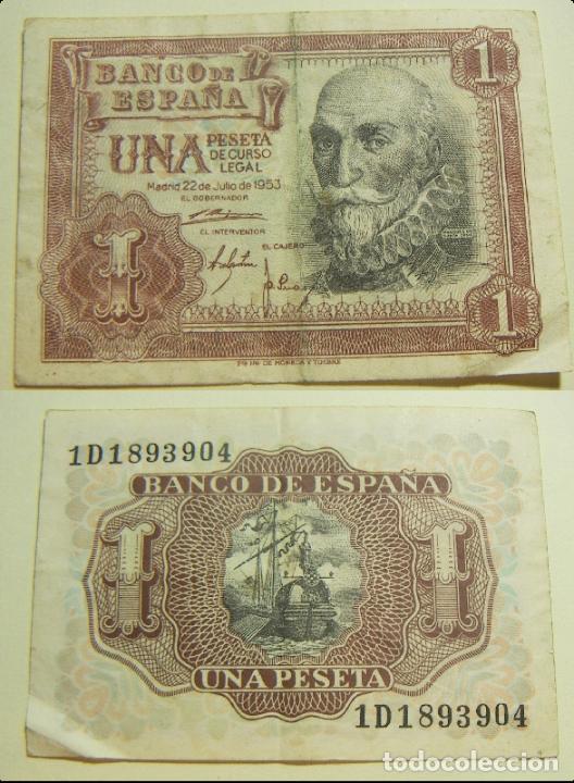 billete de 1 peseta 1953 serie 1d - Comprar Billetes españoles antiguos