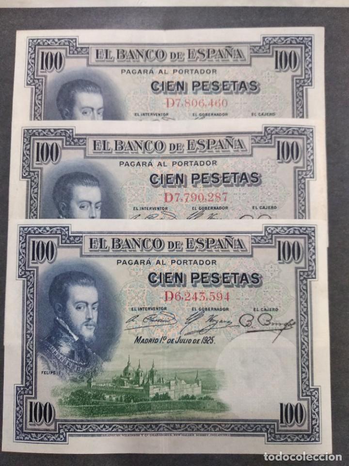 Billetes espa&ntilde;oles: 3 Billetes 100 pts. Espa&ntilde;a 1925 - Foto 1
