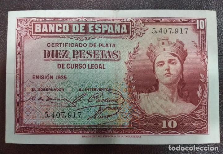 Billetes espa&ntilde;oles: Billete 10 pts Espa&ntilde;a 1935 - Foto 1