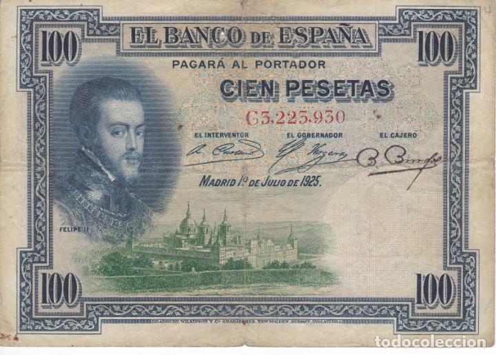 Billets espagnols: BILLETE DE 100 PESETAS DEL A&Ntilde;O 1925 CON SELLO SECO DE BURGOS ESTADO ESPA&Ntilde;OL (RARO)