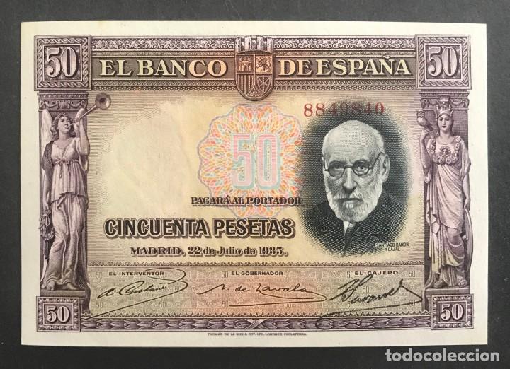 Billetes espa&ntilde;oles: CMC 50 PESETAS 22 JULIO 1935 RAMON Y CAJAL SIN SERIE SC- EDIFIL 366
