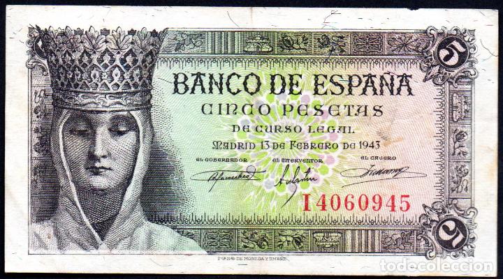 Billetes espa&ntilde;oles: 5 PESETAS - FEBRERO 1943 - SERIE I