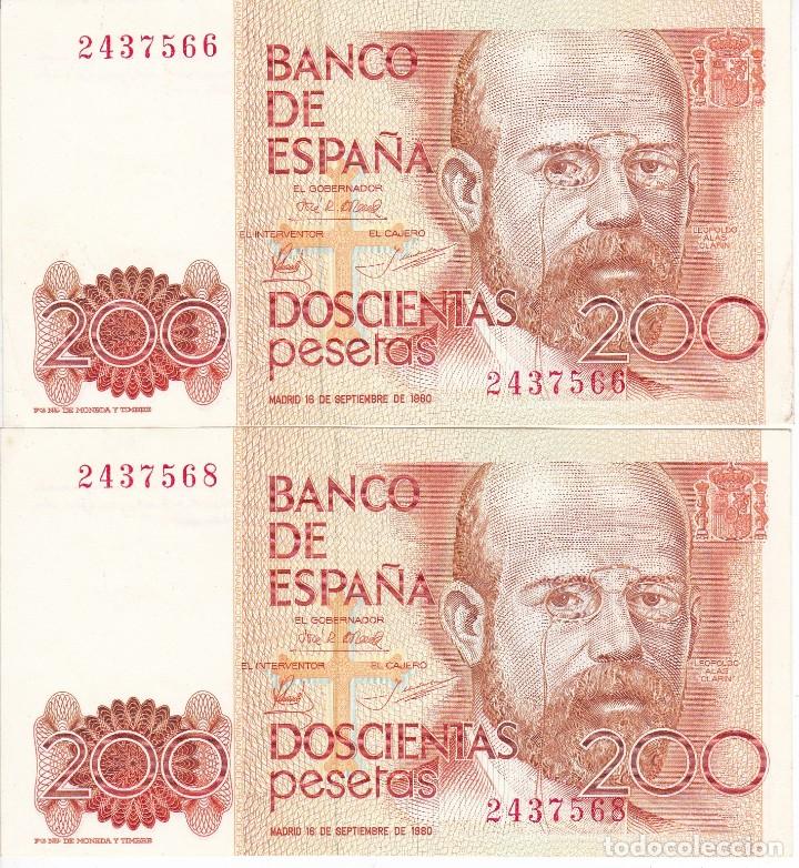 Billets espagnols: PAREJA IMPAR DE 200 PESETAS DEL A&Ntilde;O 1980 SIN SERIE SIN CIRCULAR (SC) (ALAS CLARIN)