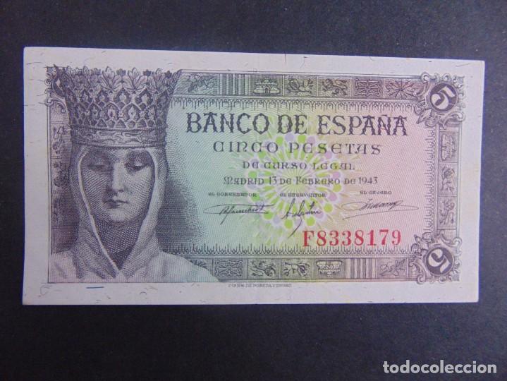 Billetes espa&ntilde;oles: 5 PESETAS 1943 EBC+ - Foto 1