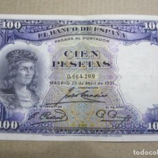 Billetes españoles: 100 PESETAS DE 1931 SIN SERIE-209. Lote 219292985