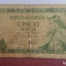 Billetes españoles: BILLETE DE CINCO PESETAS / 1954. Lote 219375247