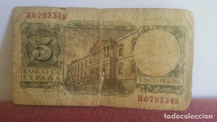 Billetes espa&ntilde;oles: BILLETE DE CINCO PESETAS / 1954 - Foto 2