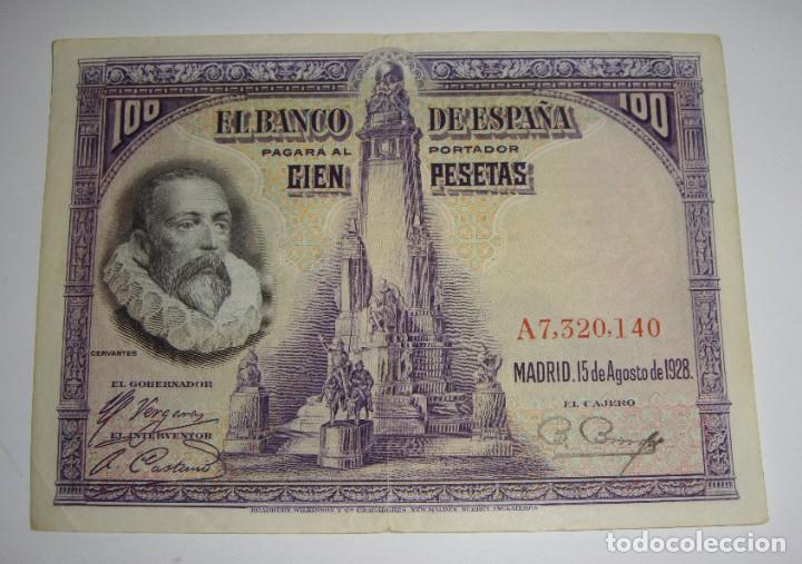 Billets espagnols: 100 Pesetas. Cervantes. 1928. Serie A