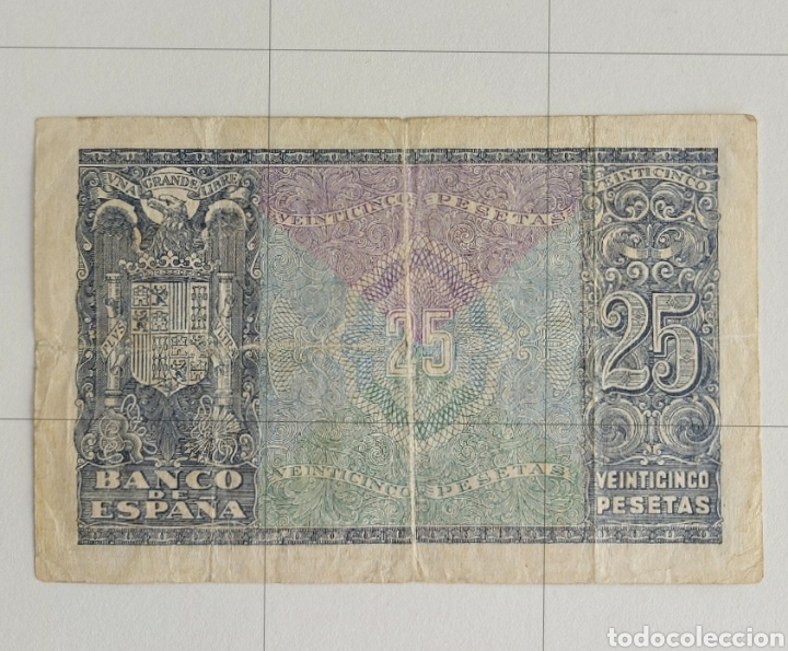 Billetes espa&ntilde;oles: Bilete 25 pesetas- 1940 - MBC - Foto 2