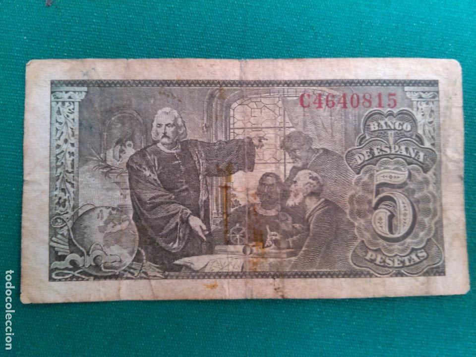Billetes espa&ntilde;oles: CINCO PESETAS - A&Ntilde;O 1943 - Foto 2