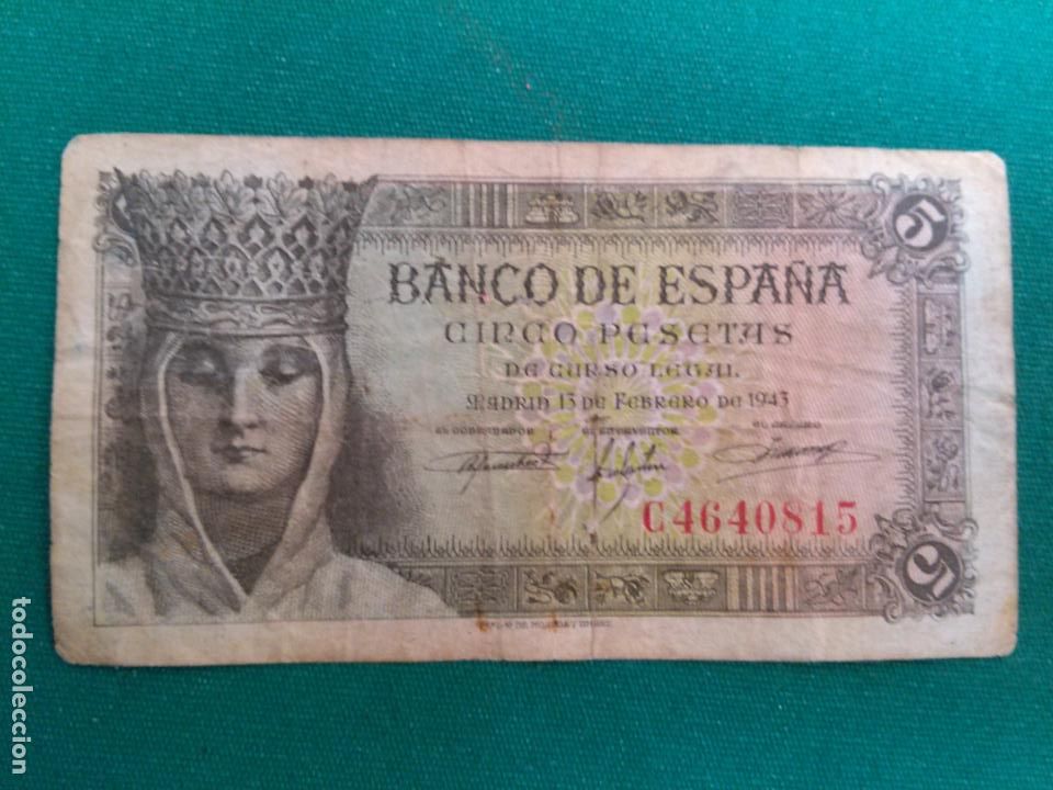Billetes espa&ntilde;oles: CINCO PESETAS - A&Ntilde;O 1943