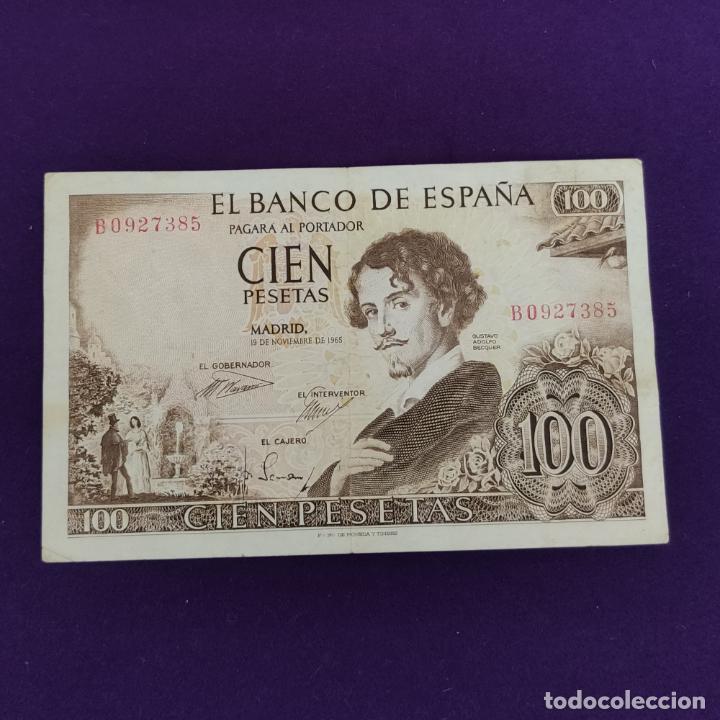 Billetes espa&ntilde;oles: BILLETE ORIGINAL DE 100 PESETAS. 1965. BECQUER. - Foto 1