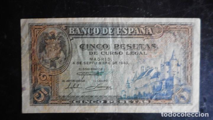 Billetes espa&ntilde;oles: 5 PESETAS SEP 1940 MBC - Foto 1