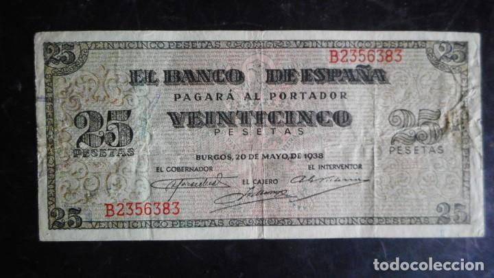 Billetes espa&ntilde;oles: 25 PESETAS 1938 . MBC - Foto 1