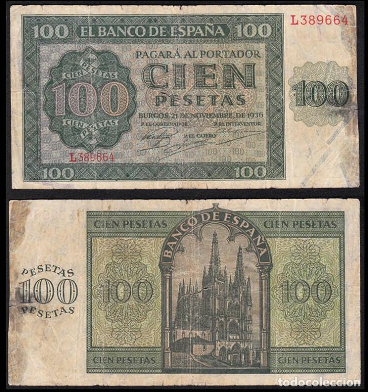 Billetes espa&ntilde;oles: ESPA&Ntilde;A: 100 pesetas 1936 - Foto 1