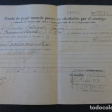 Billetes españoles: FONDO DE PAPEL MONEDA PUESTO EN CIRCULACION POR ENEMIGO 1939 MADRID BANCO HISPANOCAMERICANO 5800 PT. Lote 226768110