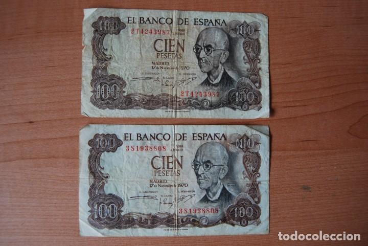 Billetes espa&ntilde;oles: 2 billetes de 100 pesetas. 1970. Manuel de Falla - Foto 1