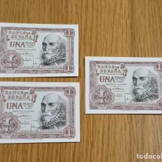 Billetes españoles: 3 BILLETES DE 1 PESETA 1953 - PLANCHA/SC - TRIO CORRELATIVO - SERIE D 2646148. Lote 232726550