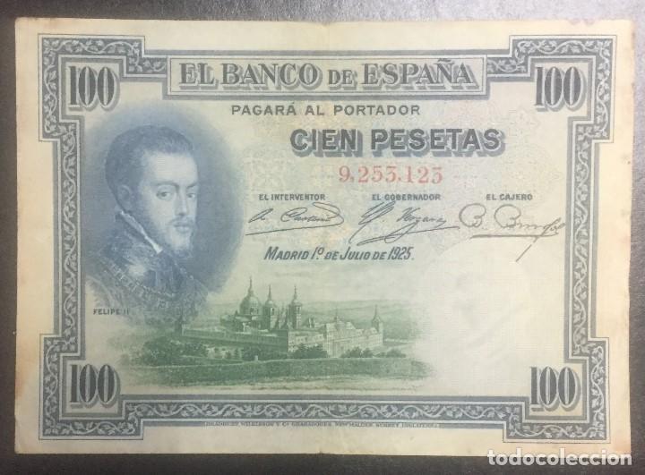 Billetes espa&ntilde;oles: 100 PTS 1 julio 1925 SIN SERIE BC - Foto 1