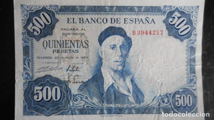 Billetes espa&ntilde;oles: 500 PESETAS 1954 (MBC+/EBC-) - Foto 1