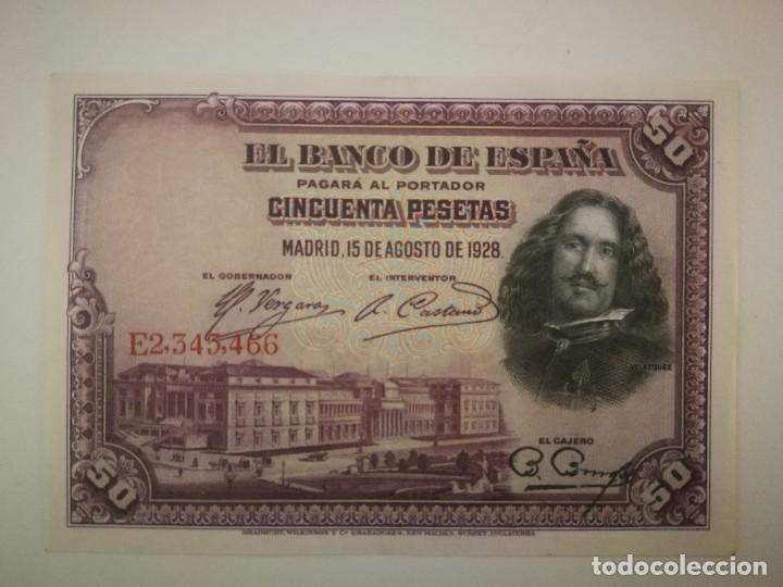 Billetes espa&ntilde;oles: Billete 50 pesetas 15 de agosto de 1928. Serie E.Velazquez. EBC EBC+