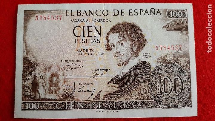 Billets espagnols: BILLETE 100 PESETAS 1965 MBC OJO SIN SERIE ORIGINAL T537