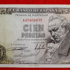 Billetes españoles: BILLETE 100 PESETAS 1946 GOYA EBC+ SERIE A ORIGINAL T635. Lote 238455040