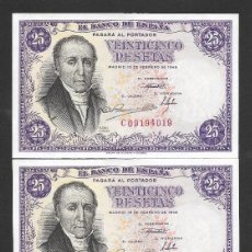 Billetes españoles: TRIO CORRELATIVO 25 PESETAS 1946 SERIE C S/C. Lote 239959650