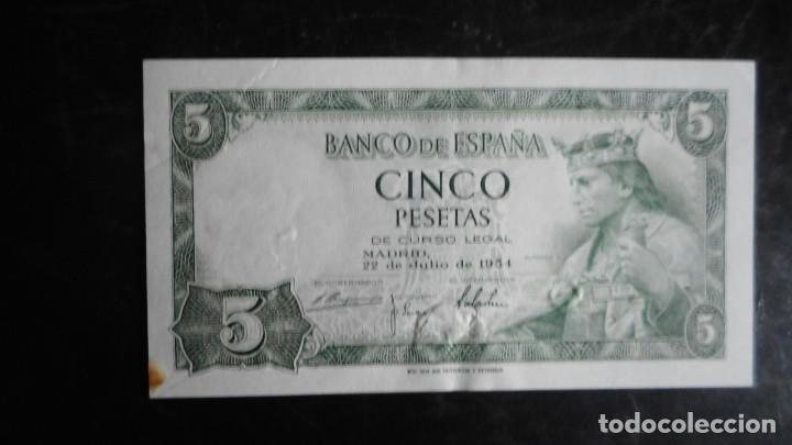 Billetes espa&ntilde;oles: 5 PESETAS 1954 EBC - Foto 1