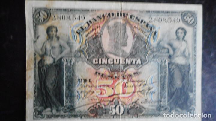 Billetes espa&ntilde;oles: 50 PESETAS 1907 . MBC+ - Foto 1