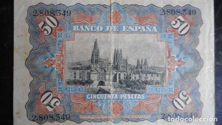 Billetes espa&ntilde;oles: 50 PESETAS 1907 . MBC+ - Foto 2