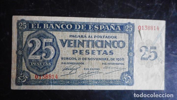 Billetes espa&ntilde;oles: 25 PESETAS 1936 MBC+ - Foto 1