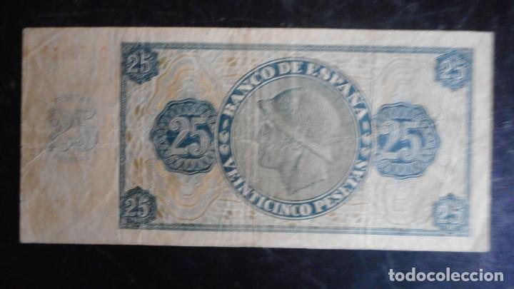 Billetes espa&ntilde;oles: 25 PESETAS 1936 MBC+ - Foto 2