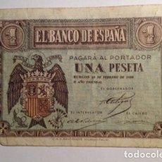 Billetes españoles: BILLETE 1 UNA PESETA 1938 BURGOS.. SERIE B..MBC +. Lote 240434855
