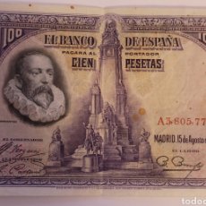 Billetes españoles: BILLETE DE ESPAÑA 100 PTS AÑO 1928. SERIE A. Lote 250236455