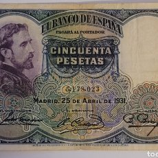 Billetes españoles: BILLETE DE ESPAÑA 50 PTS AÑO 1931 SIN SERIE