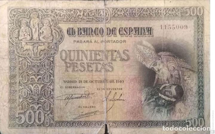 Billetes espa&ntilde;oles: 500 pesetas 1940 - Foto 1