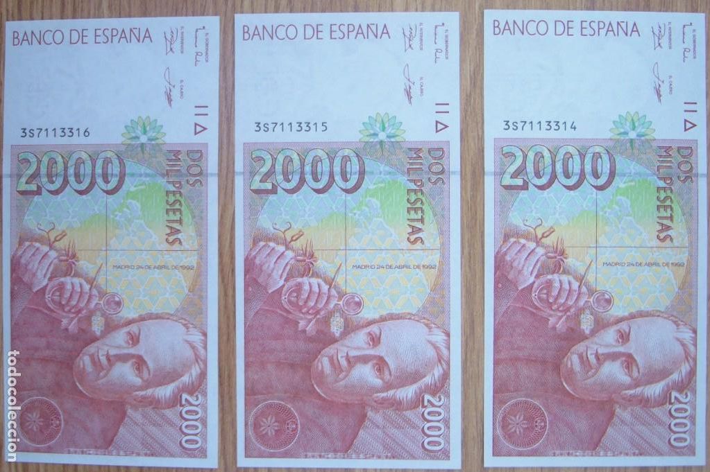 Billetes espa&ntilde;oles: TRES CORRELATIVOS DE 2000 PESETAS - Foto 1