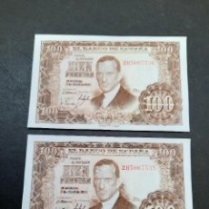 Billetes españoles: PAREJA DE BILLETES DE 100 PESETAS DEL AÑO 1953.DE JULIO ROMERO DE TORRES.S/C