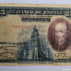 Billetes españoles: BILLETE DE ESPAÑA 25 PTS 1928 SIN SERIE. Lote 254672025