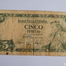 Billetes españoles: BILLETE DE ESPAÑA 5 PTS 1954. Lote 254695770