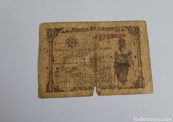 Billetes espa&ntilde;oles: Billete de Espa&ntilde;a 1 pts 1945 - Foto 2